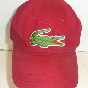 Lacoste Big Croc Logo Strapback Adjustable Hat 100% Cotton HAS STAINS READ